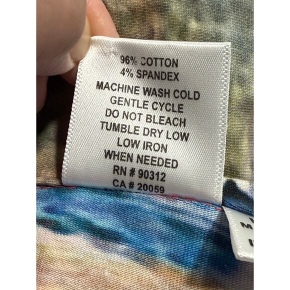 Parsley & Sage Button Up Shirt Collar Stretch Graphic Art-to-Wear Womens Large - Picture 7 of 7